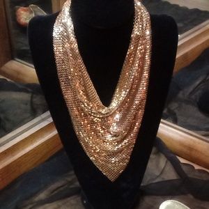 VTG 70's Oromesh Gold Tone Scarf Neclace